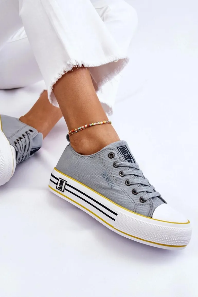 Damskie Materiałowe Trampki Na Platformie Big Star LL274183 Jasnoniebieskie