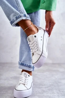 Damskie Materiałowe Trampki Big Star KK274037 Białe