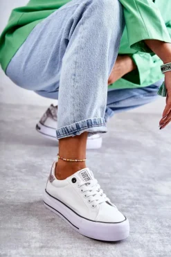 Damskie Materiałowe Trampki Big Star KK274037 Białe