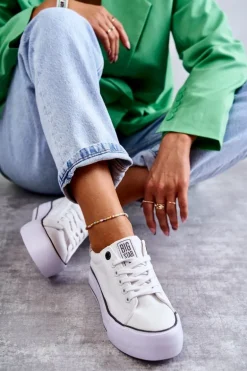 Damskie Materiałowe Trampki Big Star KK274037 Białe