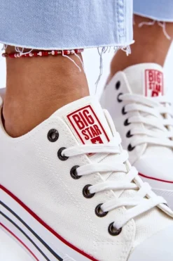 Damskie Materiałowe Trampki Na Platformie Big Star LL274180 Białe