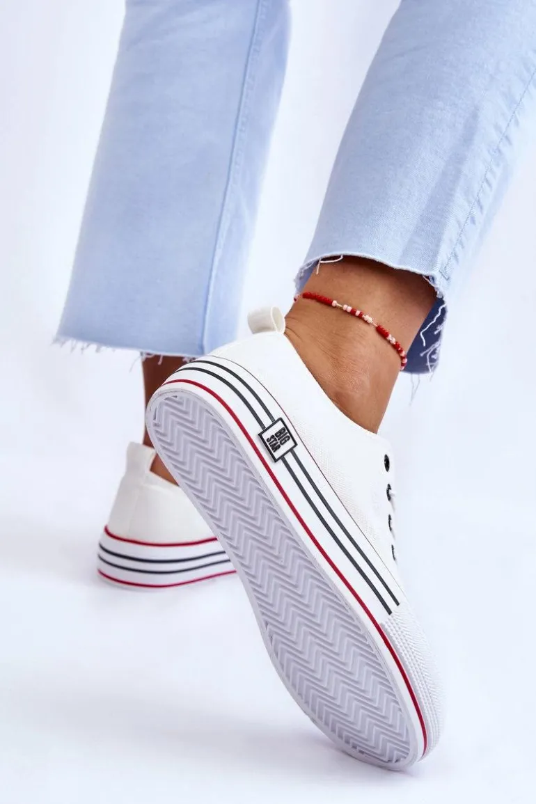 Damskie Materiałowe Trampki Na Platformie Big Star LL274180 Białe