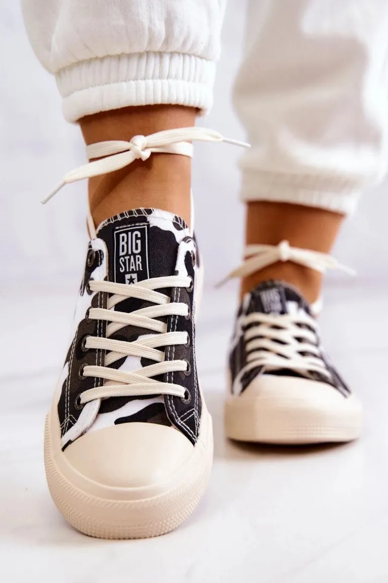 Damskie Materiałowe Trampki Moro BIG STAR JJ274237 Biało-Szare