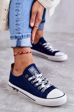 Damskie Materiałowe Trampki Big Star KK274103 Granatowe