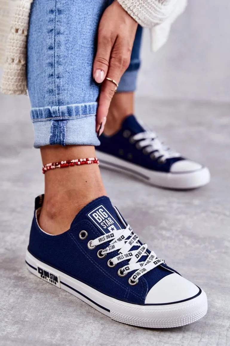 Damskie Materiałowe Trampki Big Star KK274103 Granatowe