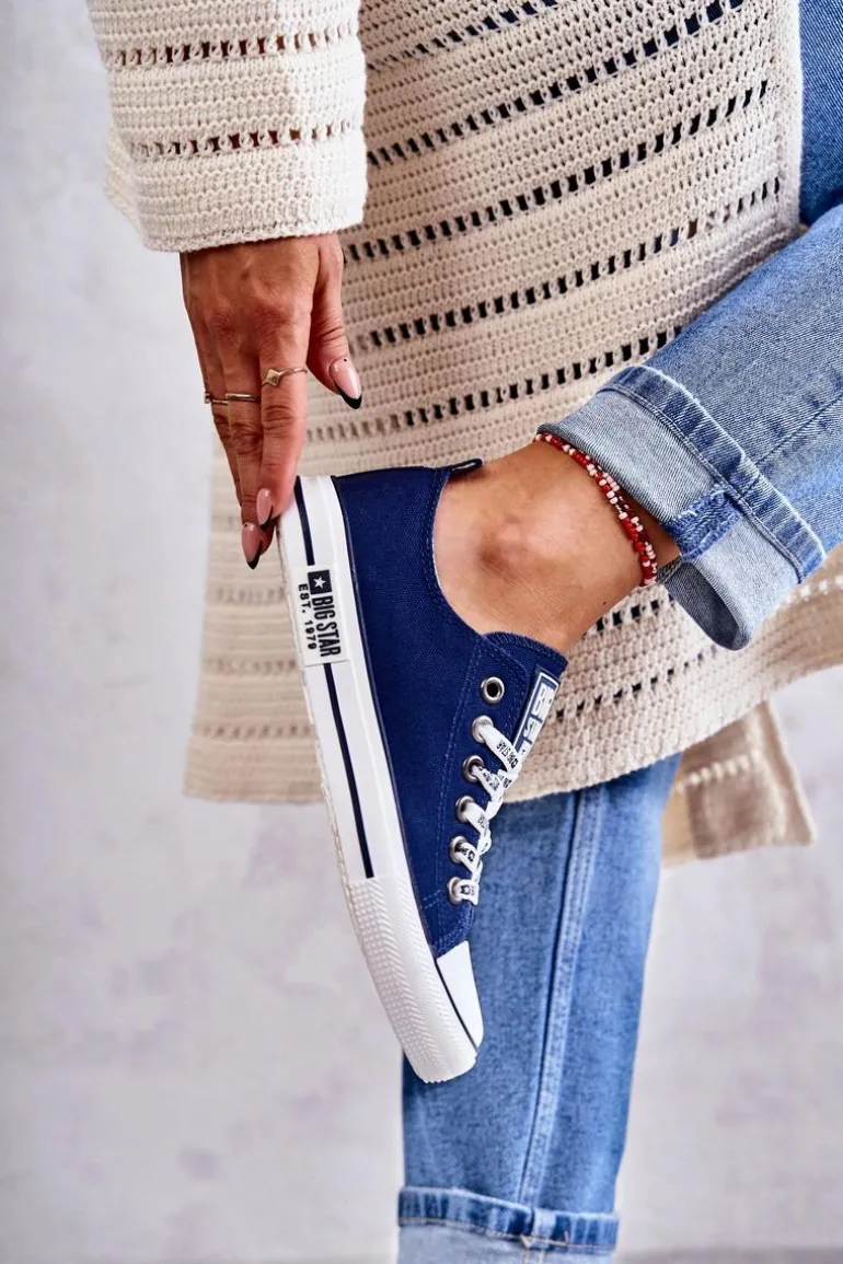 Damskie Materiałowe Trampki Big Star KK274103 Granatowe