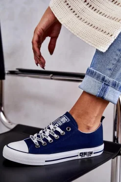 Damskie Materiałowe Trampki Big Star KK274103 Granatowe