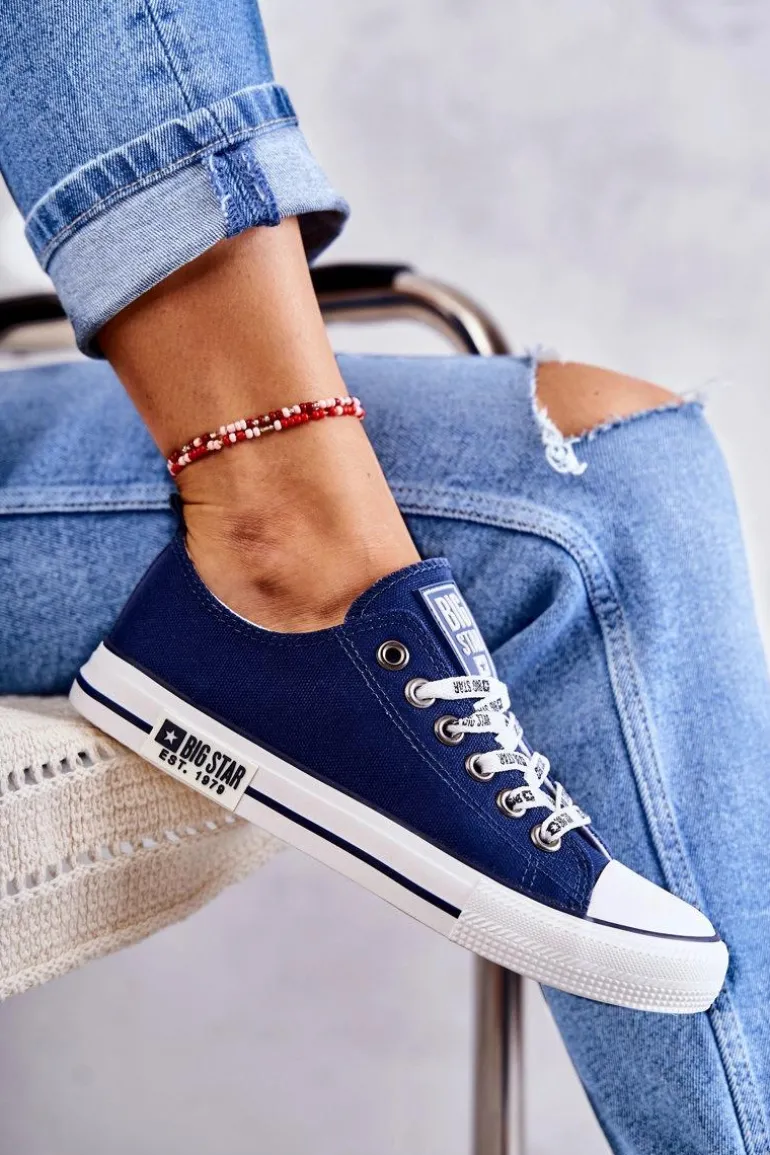 Damskie Materiałowe Trampki Big Star KK274103 Granatowe