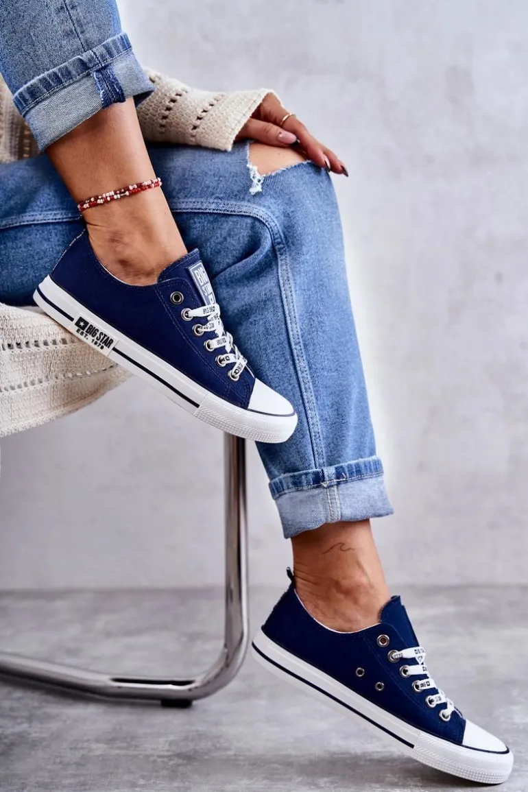 Damskie Materiałowe Trampki Big Star KK274103 Granatowe