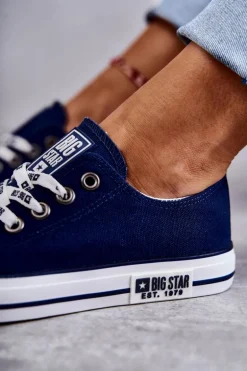 Damskie Materiałowe Trampki Big Star KK274103 Granatowe