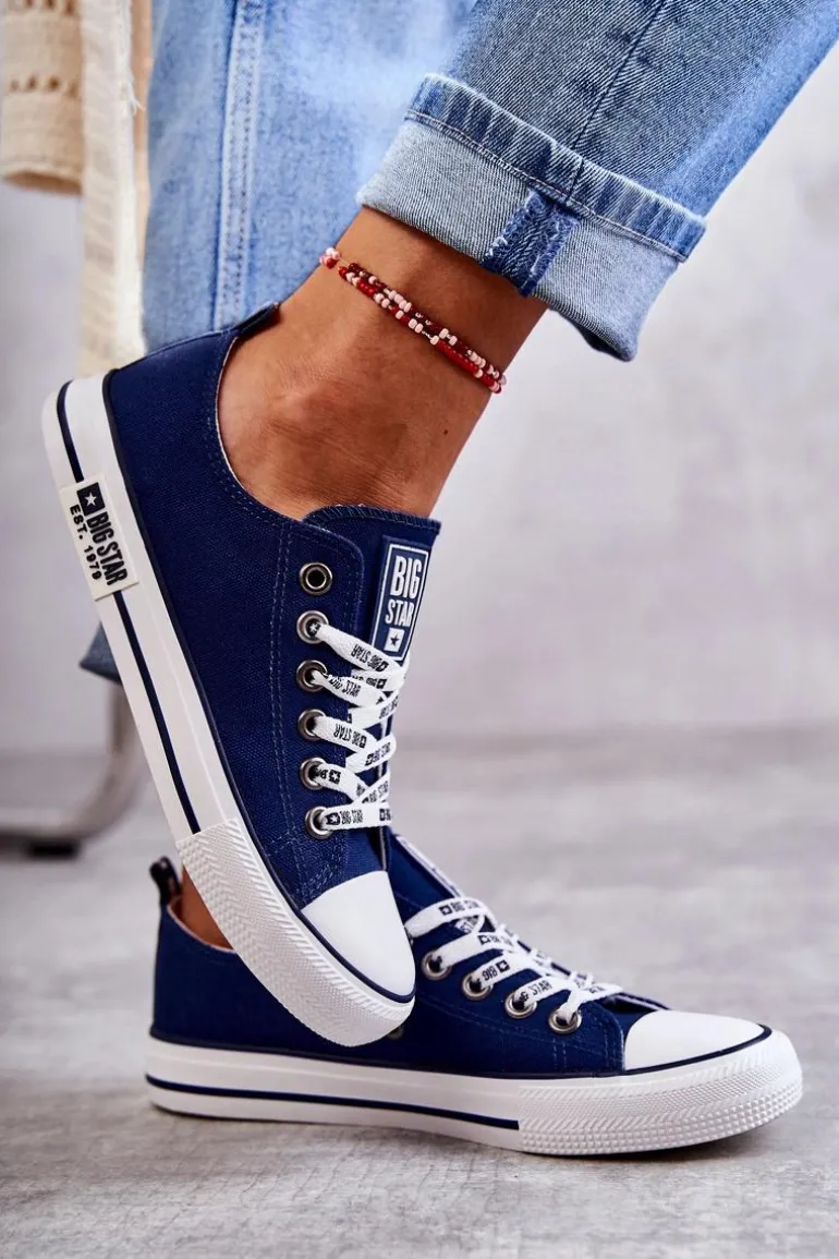 Damskie Materiałowe Trampki Big Star KK274103 Granatowe