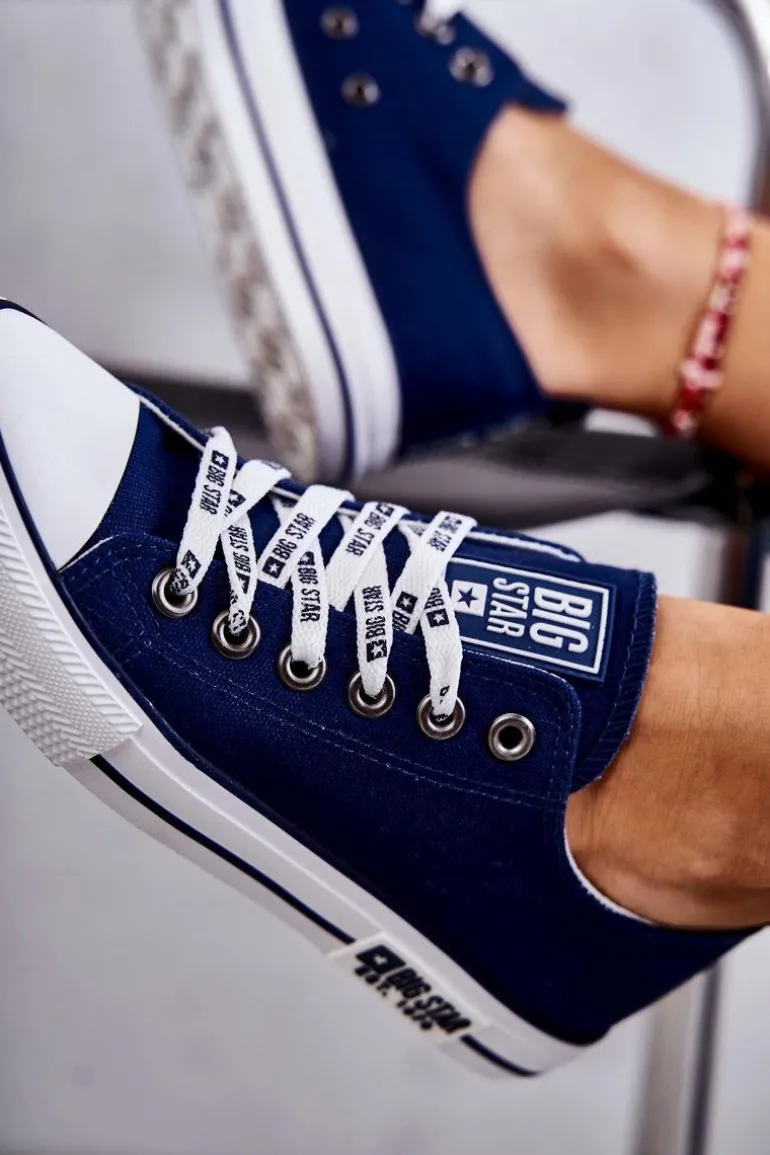 Damskie Materiałowe Trampki Big Star KK274103 Granatowe