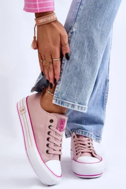 Damskie Materiałowe Trampki Na Platformie Big Star LL274181 Różowe