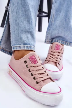 Damskie Materiałowe Trampki Na Platformie Big Star LL274181 Różowe