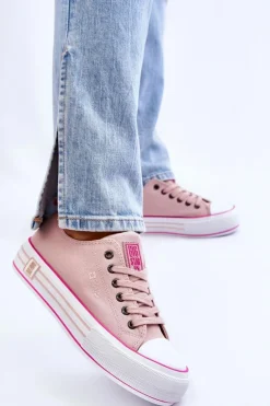 Damskie Materiałowe Trampki Na Platformie Big Star LL274181 Różowe