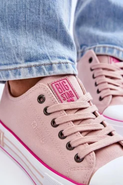 Damskie Materiałowe Trampki Na Platformie Big Star LL274181 Różowe
