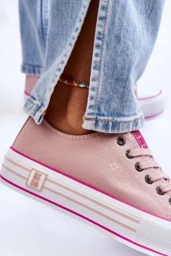 Damskie Materiałowe Trampki Na Platformie Big Star LL274181 Różowe