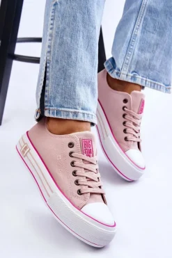 Damskie Materiałowe Trampki Na Platformie Big Star LL274181 Różowe
