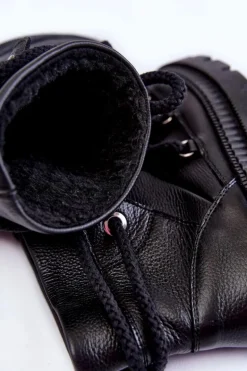 Damskie Modne Botki Śniegowce Czarne Kallen