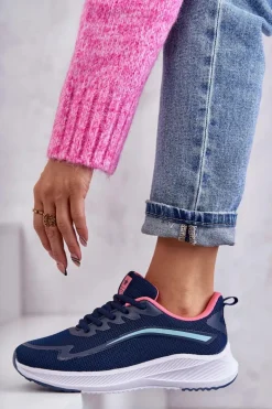 Damskie Modne Buty Sportowe Sneakersy Granatowe Ida