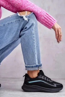 Damskie Modne Buty Sportowe Sneakersy Czarne Ida