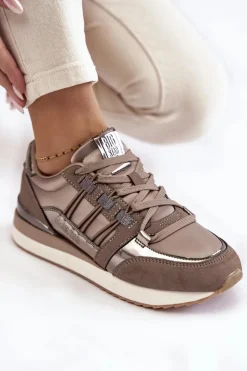 Damskie Modne Buty Sportowe Big Star KK274112 Ciemnoszare