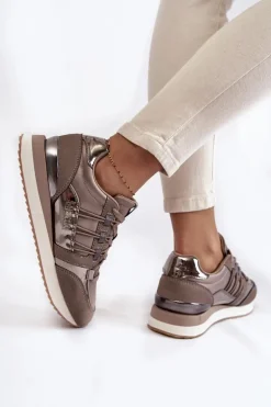 Damskie Modne Buty Sportowe Big Star KK274112 Ciemnoszare