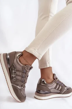 Damskie Modne Buty Sportowe Big Star KK274112 Ciemnoszare