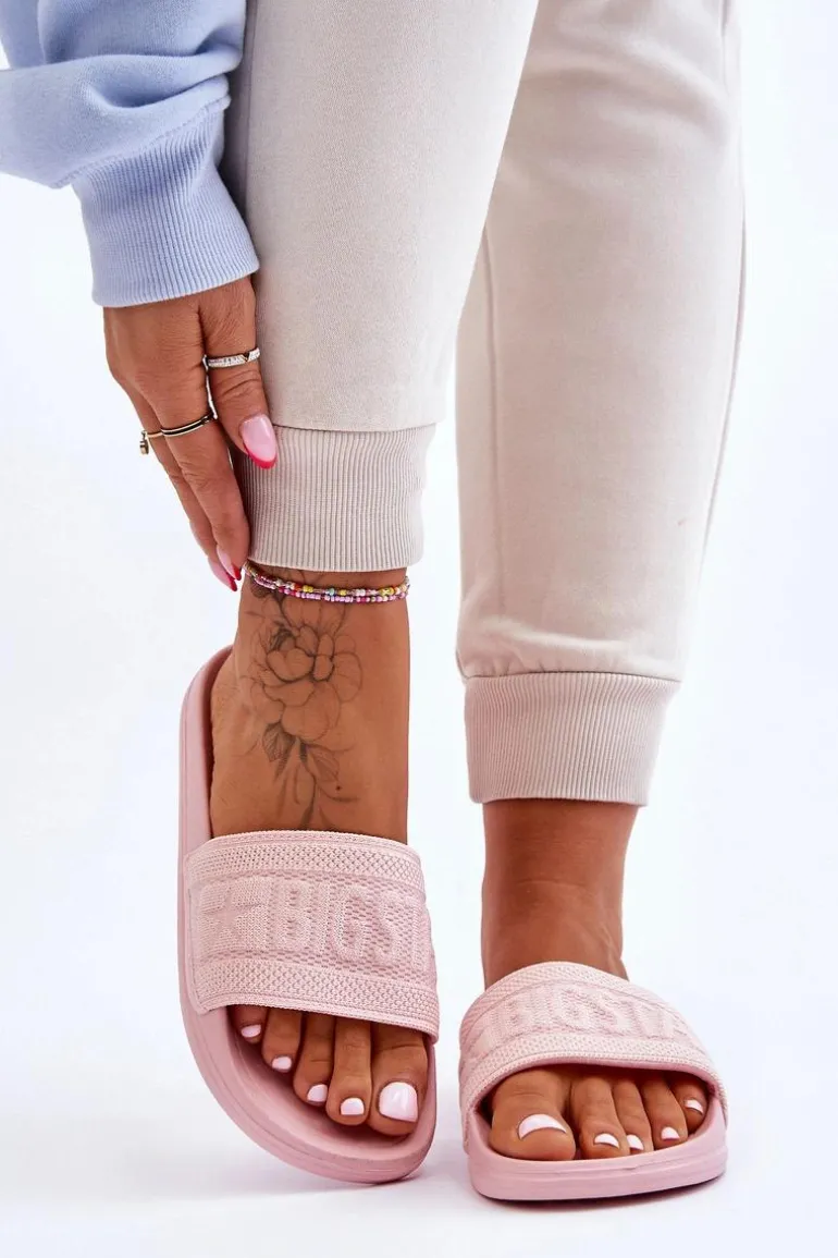 Damskie Modne Klapki Big Star LL274A157 Jasnoróżowe