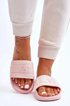 Damskie Modne Klapki Big Star LL274A157 Jasnoróżowe