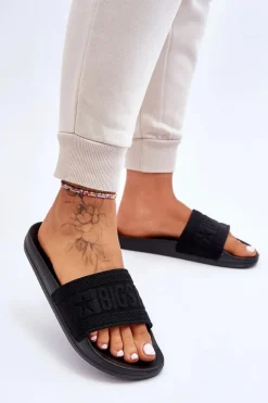 Damskie Modne Klapki Big Star LL274A158 Czarne