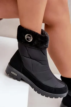 Damskie Modne Ocieplane Śniegowce Progress PROGJ-21-13 Czarne