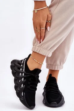 Damskie Modne Skarpetkowe Sneakersy Czarne Daxo