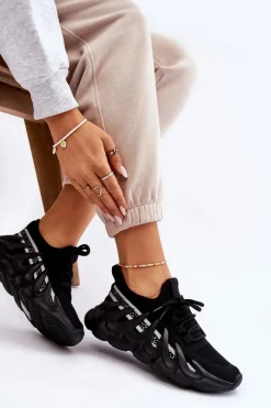 Damskie Modne Skarpetkowe Sneakersy Czarne Daxo