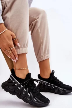 Damskie Modne Skarpetkowe Sneakersy Czarne Daxo