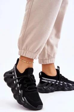 Damskie Modne Skarpetkowe Sneakersy Czarne Daxo