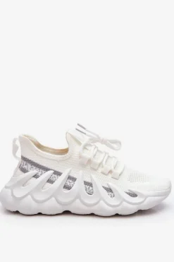 Damskie Modne Skarpetkowe Sneakersy Białe Daxo