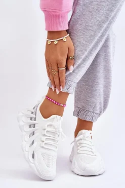 Damskie Modne Skarpetkowe Sneakersy Białe Daxo