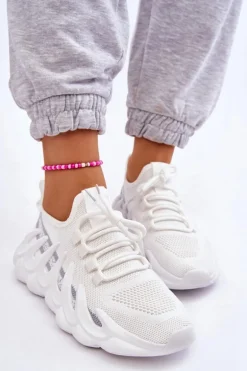 Damskie Modne Skarpetkowe Sneakersy Białe Daxo
