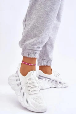 Damskie Modne Skarpetkowe Sneakersy Białe Daxo