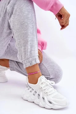 Damskie Modne Skarpetkowe Sneakersy Białe Daxo