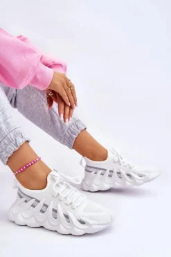 Damskie Modne Skarpetkowe Sneakersy Białe Daxo