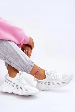 Damskie Modne Skarpetkowe Sneakersy Białe Daxo