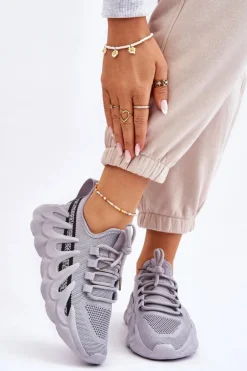 Damskie Modne Skarpetkowe Sneakersy Szare Daxo