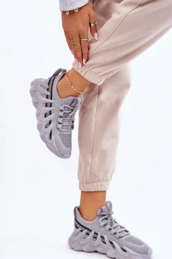 Damskie Modne Skarpetkowe Sneakersy Szare Daxo