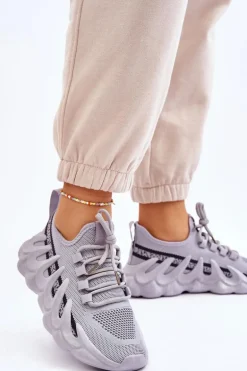 Damskie Modne Skarpetkowe Sneakersy Szare Daxo