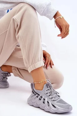 Damskie Modne Skarpetkowe Sneakersy Szare Daxo