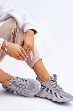 Damskie Modne Skarpetkowe Sneakersy Szare Daxo