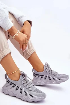 Damskie Modne Skarpetkowe Sneakersy Szare Daxo