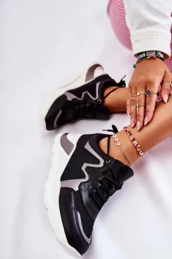 Damskie Modne Sneakersy Czarne Allie